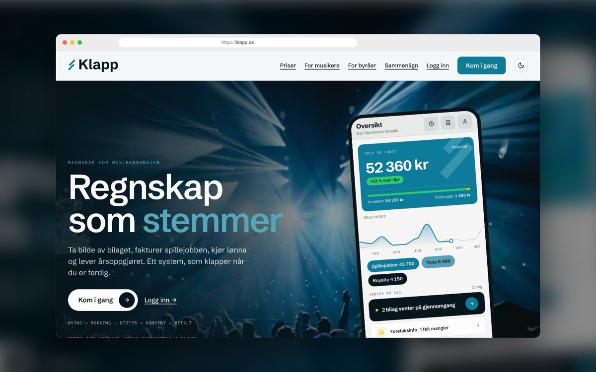 Klapp på nett og mobil: oversikt med resultat, årsspor og bilag som venter